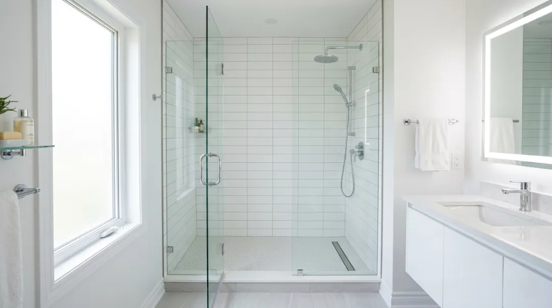 Modern walk-in shower conversion with frameless glass door and white tiles — how much does a tub to shower conversion cost