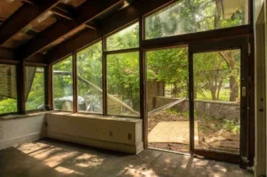 Room Addition San Diego with large glass windows, natural light, and outdoor garden view creating a modern living space