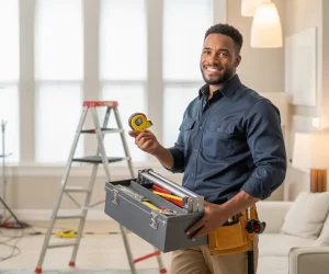 A professional handyman ready for common home repair tasks, helping homeowners understand service costs and pricing.
