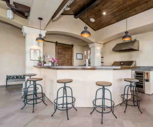 how to design an outdoor kitchen with bar seating modern layout grill station outdoor kitchen design covered patio